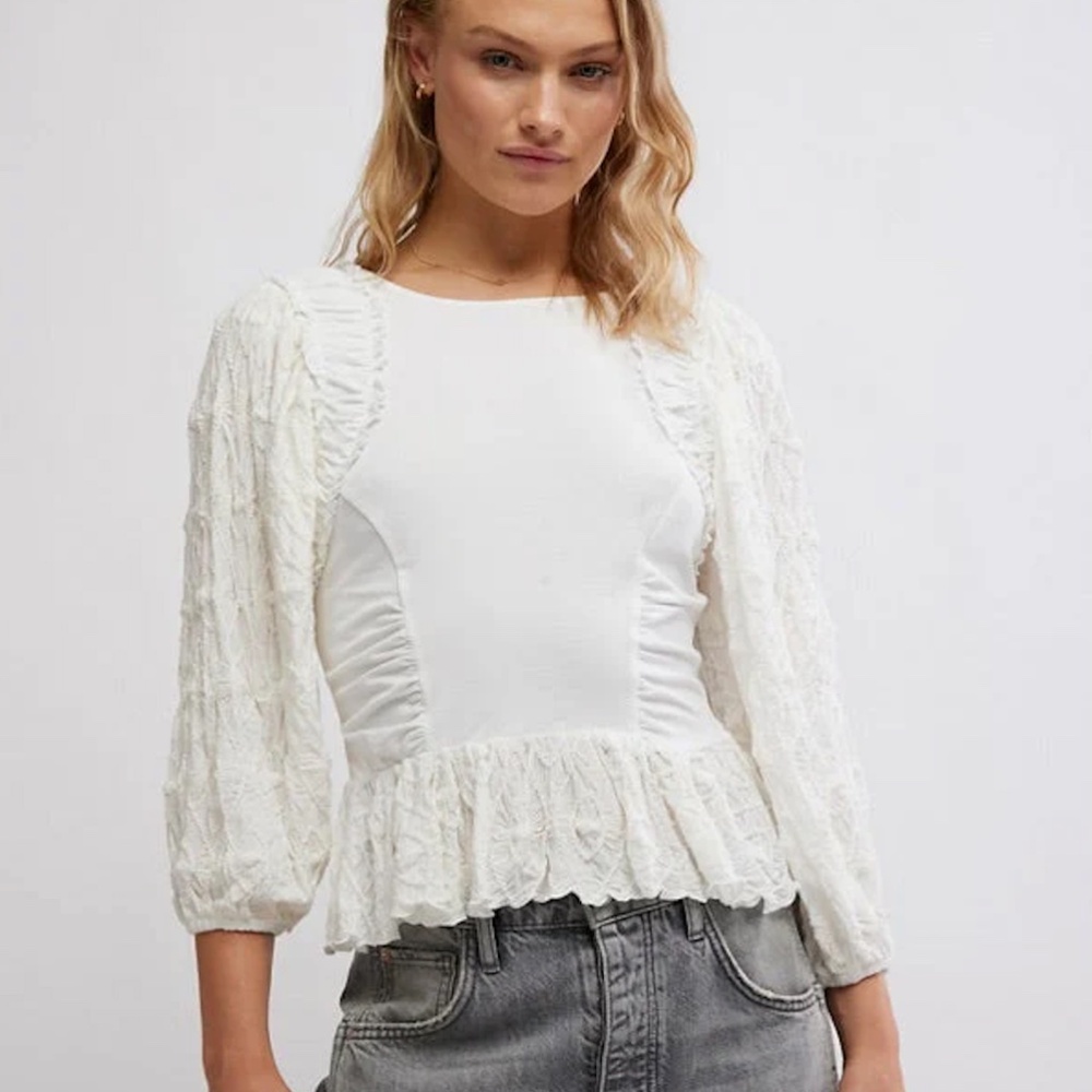 FREE PEOPLE OLIVIA TOP OPTIC WHITE Size XS